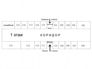Корпус 1 - Схема номеров - 1 этаж